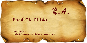 Mazák Alida névjegykártya